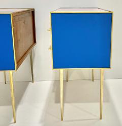 Bespoke Italian Pair of Mondrian Style Blue Green Yellow Chests End Tables - 3668187