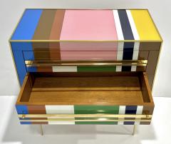 Bespoke Italian Pair of Mondrian Style Blue Green Yellow Chests End Tables - 3668188