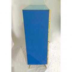 Bespoke Italian Post Modern Blue Turquoise Gray Glass 6 Drawer Semainier Chest - 3362809