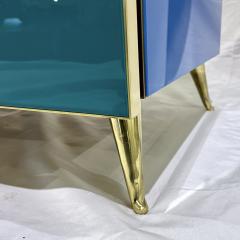Bespoke Italian Post Modern Blue Turquoise Gray Glass 6 Drawer Semainier Chest - 3362811
