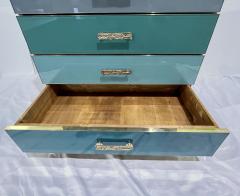 Bespoke Italian Post Modern Blue Turquoise Gray Glass 6 Drawer Semainier Chest - 3362812