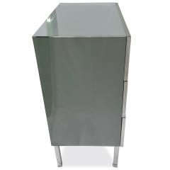 Bespoke Italian Post Modern Pink Gray Glass 3 Drawer Nickel Chest Nightstand - 3135284