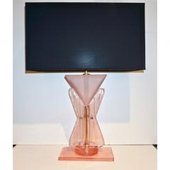 Bespoke Italian Post Modern Rose Pink Murano Glass Geometric Couture Table Lamp - 1946361