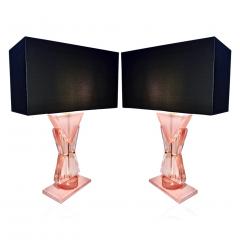 Bespoke Italian Post Modern Rose Pink Murano Glass Geometric Couture Table Lamp - 1946363