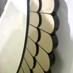 Bespoke Italian Scalloped Double Frame Smoked Bronze Murano Glass Round Mirror - 4284144