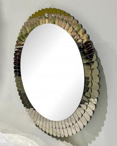 Bespoke Italian Scalloped Double Frame Smoked Bronze Murano Glass Round Mirror - 4284147
