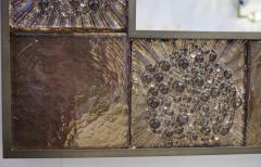 Bespoke Italian Smoked Amber Mirrored Murano Glass Geometric Bronze Tile Mirror - 1823245