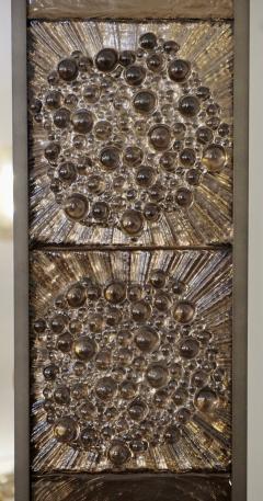 Bespoke Italian Smoked Amber Mirrored Murano Glass Geometric Bronze Tile Mirror - 1823252