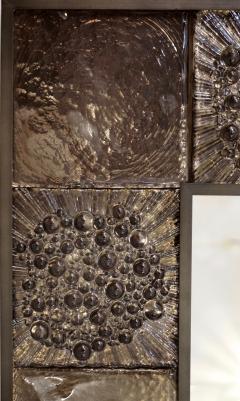 Bespoke Italian Smoked Amber Mirrored Murano Glass Geometric Bronze Tile Mirror - 1823254