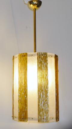 Bespoke Modern Art Deco Italian Gold White Murano Glass Brass Lantern Chandelier - 2117155