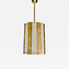 Bespoke Modern Art Deco Italian Gold White Murano Glass Brass Lantern Chandelier - 2119540