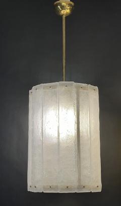 Bespoke Modern Art Deco Italian White Murano Glass Brass Lantern Chandelier - 3521322