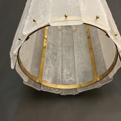 Bespoke Modern Art Deco Italian White Murano Glass Brass Lantern Chandelier - 3521326