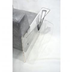 Bespoke Modernist Lucite Acrylic Lounge Armchair in Motley Gray Faux Leather - 1350300