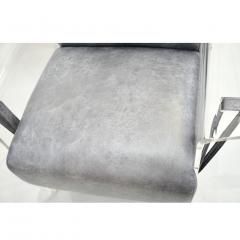 Bespoke Modernist Lucite Acrylic Lounge Armchair in Motley Gray Faux Leather - 1350307