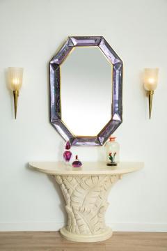 Bespoke Octagon Amethyst Murano Glass Mirror in Stock - 1603055