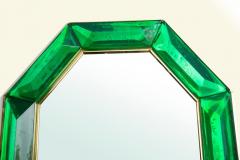 Bespoke Octagon Emerald Green Murano Glass Mirror in Stock - 1603038