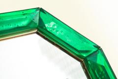 Bespoke Octagon Emerald Green Murano Glass Mirror in Stock - 1603039