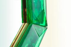 Bespoke Octagon Emerald Green Murano Glass Mirror in Stock - 1603040