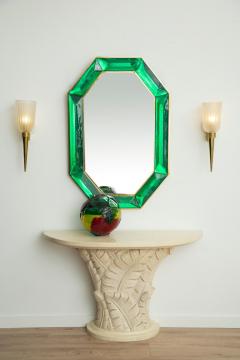 Bespoke Octagon Emerald Green Murano Glass Mirror in Stock - 1603043