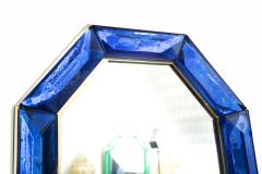 Bespoke Octagonal Cobalt Blue Murano Glass and Brass Mirror - 3987925