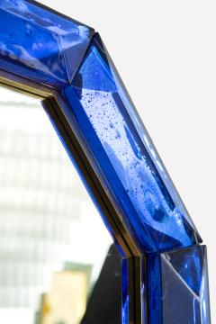 Bespoke Octagonal Cobalt Blue Murano Glass and Brass Mirror - 3987927