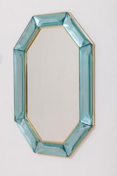 Bespoke Octagonal Tiffany Blue Murano Glass and Brass Mirror - 3779113