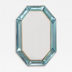 Bespoke Octagonal Tiffany Blue Murano Glass and Brass Mirror - 3779842