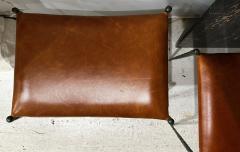 Bespoke Pair of Patinated Bronze Benches Upholstered in Leather - 4523887