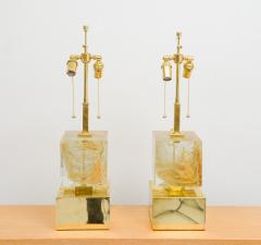 Bespoke Pair of Sculptural Murano Glass Lamps on Brass Base - 2951305