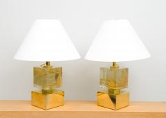 Bespoke Pair of Sculptural Murano Glass Lamps on Brass Base - 2951310