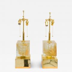 Bespoke Pair of Sculptural Murano Glass Lamps on Brass Base - 2952354