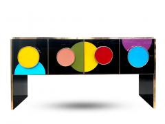 Bespoke Pop Art Italian Black Yellow Pink Multicolor Modern Credenza Sideboard - 3018486