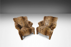 Bespoke Set of Two 2 Luscious Leopard Print Lounge Chairs USA c 1980s - 2563729