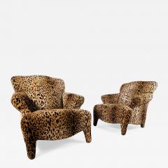 Bespoke Set of Two 2 Luscious Leopard Print Lounge Chairs USA c 1980s - 2564685