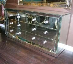 Beveled Front 6 Drawer Mirrored Dresser - 3096561