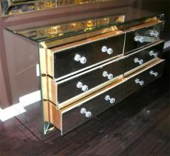 Beveled Front 6 Drawer Mirrored Dresser - 3096642