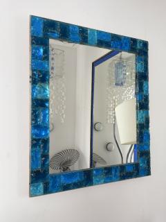 Biancardi Jordan Blue Hammered Glass Mirror by Biancardi Italy 1970s - 2543992