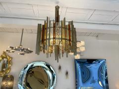 Biancardi Jordan Chandelier Wrought Iron Hammered Glass by Biancardi Jordan Arte Italy 1970s - 2193674