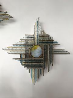 Biancardi Jordan Hammered Glass Silver Iron Star Sconce by Biancardi Italy 1970s - 4588607