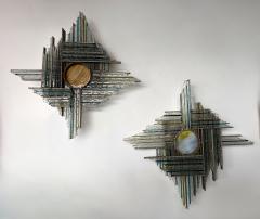 Biancardi Jordan Hammered Glass Silver Iron Star Sconce by Biancardi Italy 1970s - 4588609