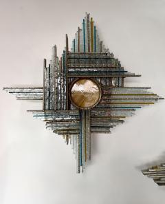 Biancardi Jordan Hammered Glass Silver Iron Star Sconce by Biancardi Italy 1970s - 4588610