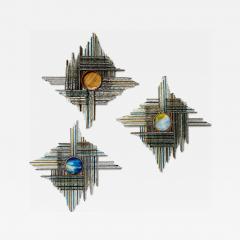 Biancardi Jordan Hammered Glass Silver Iron Star Sconce by Biancardi Italy 1970s - 4588758