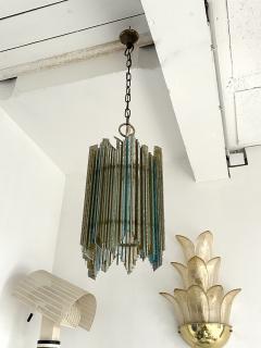 Biancardi Jordan Hammered Glass Wrought Iron Pendant Lighting by Biancardi Jordan Italy 1970s - 3914794