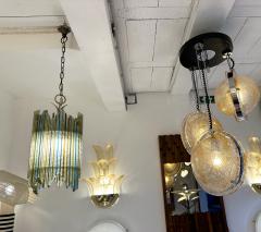 Biancardi Jordan Hammered Glass Wrought Iron Pendant Lighting by Biancardi Jordan Italy 1970s - 3914799