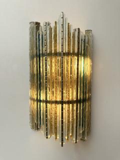 Biancardi Jordan Hammered Glass Wrought Iron Sconce by Biancardi Jordan Italy 1970s - 3910908