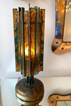 Biancardi Jordan Lamp iron Glass Gold leaf by Biancardi Arte Italy 1970s - 1177556