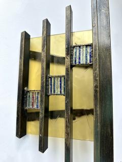 Biancardi Jordan Pair of Hammered Glass Gilt Iron Sconces by Biancardi Italy 1970s - 4196909