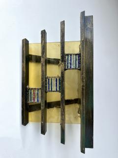 Biancardi Jordan Pair of Hammered Glass Gilt Iron Sconces by Biancardi Italy 1970s - 4196910