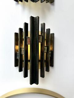 Biancardi Jordan Pair of Hammered Glass Gilt Iron Sconces by Biancardi Italy 1970s - 4196912